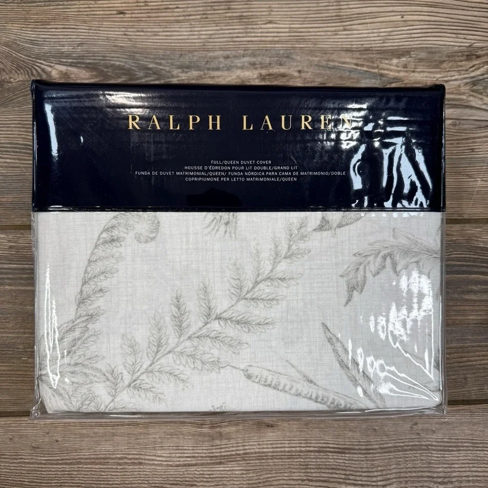 Ralph Lauren Genevieve Floral Queen Duvet Cover 100% Cotton Sateen Gray NWT $355